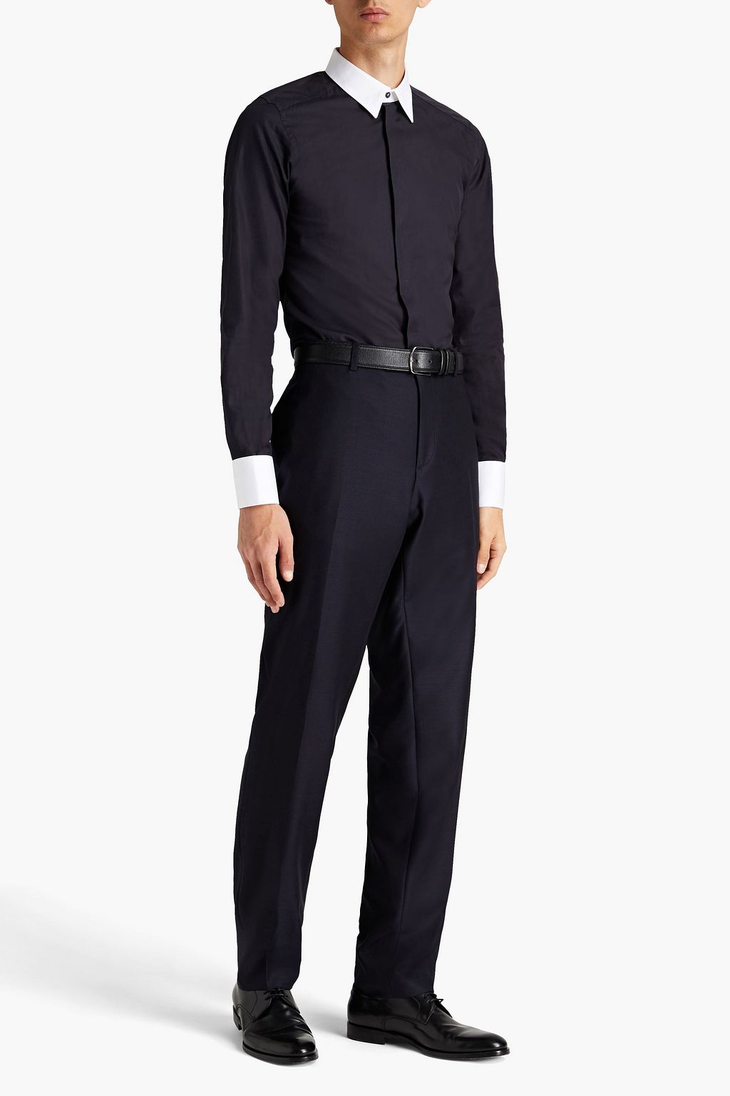 DOLCE & GABBANA Slim-fit two-tone cotton-poplin shirt