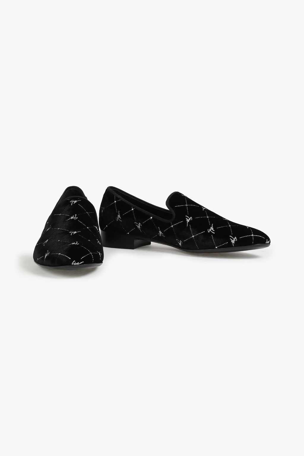 GIUSEPPE ZANOTTI Embellished velvet loafers