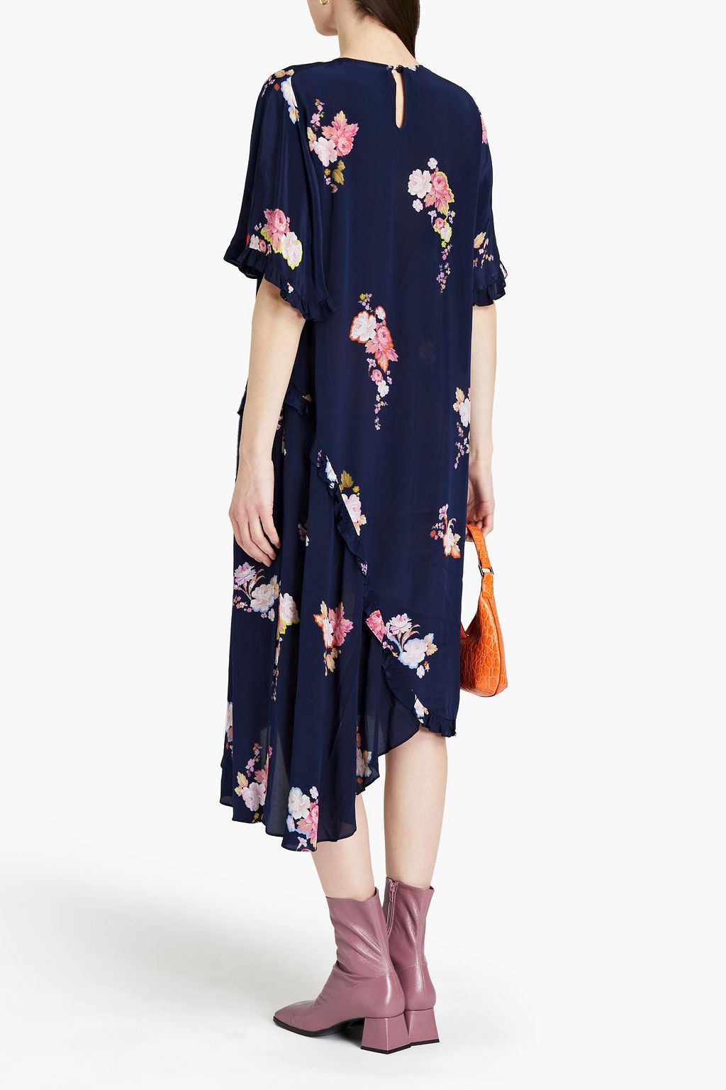 PREEN LINE Peni asymmetric floral-print crepe de chine midi dress