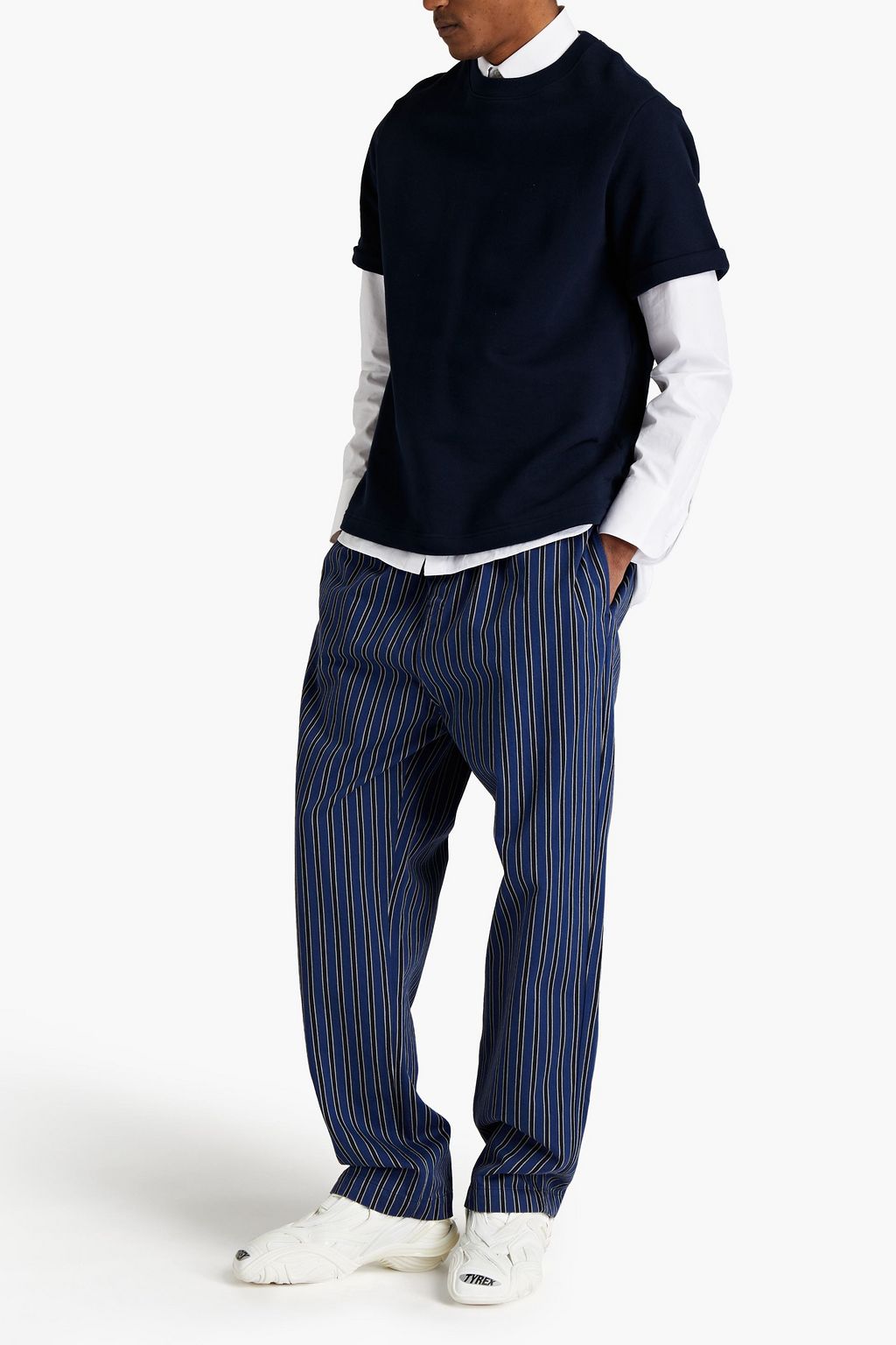 BALENCIAGA Striped cotton-jacquard track pants