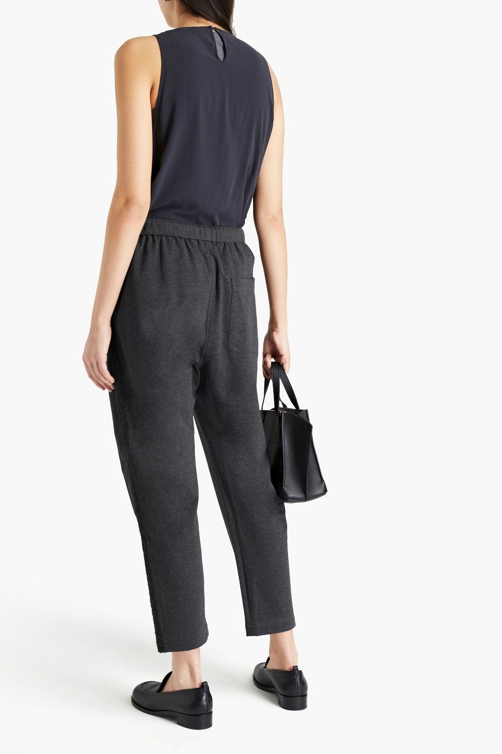 BRUNELLO CUCINELLI Mélange French cotton-blend terry track pants