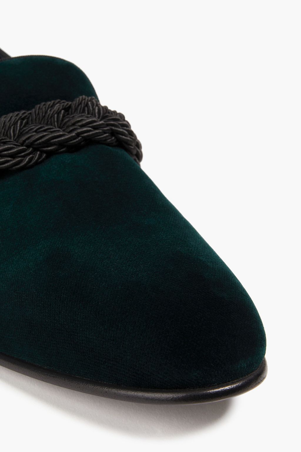 BALMAIN Braid-trimmed velvet loafers