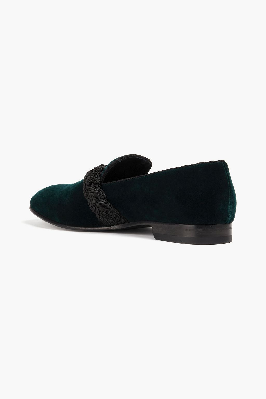 BALMAIN Braid-trimmed velvet loafers