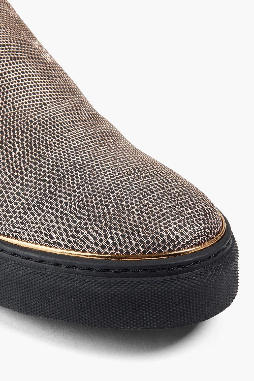 BALMAIN Metallic lizard-effect leather slip-on sneakers