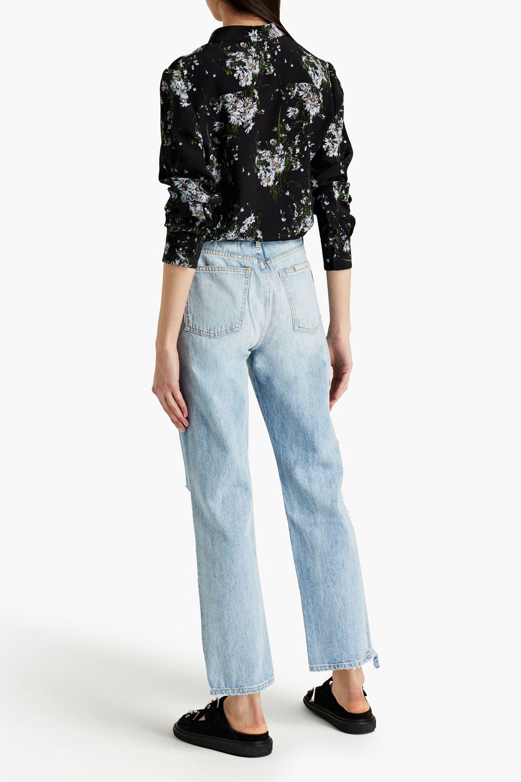 MCQUEEN Floral-print silk crepe de chine shirt