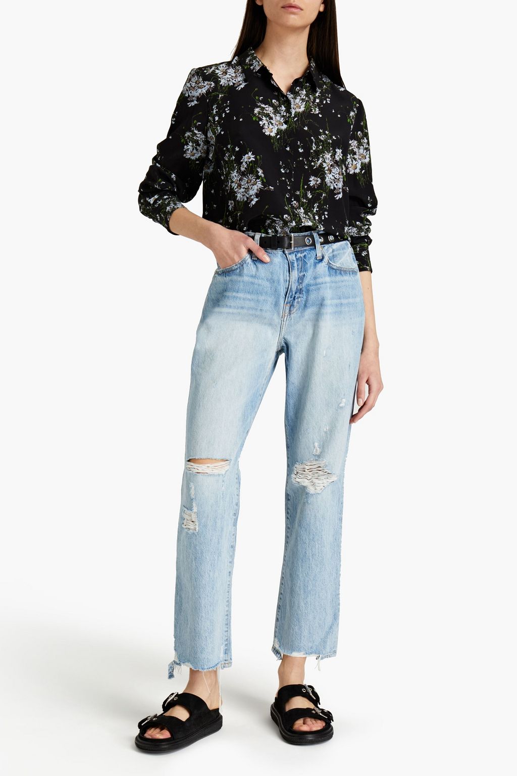 MCQUEEN Floral-print silk crepe de chine shirt