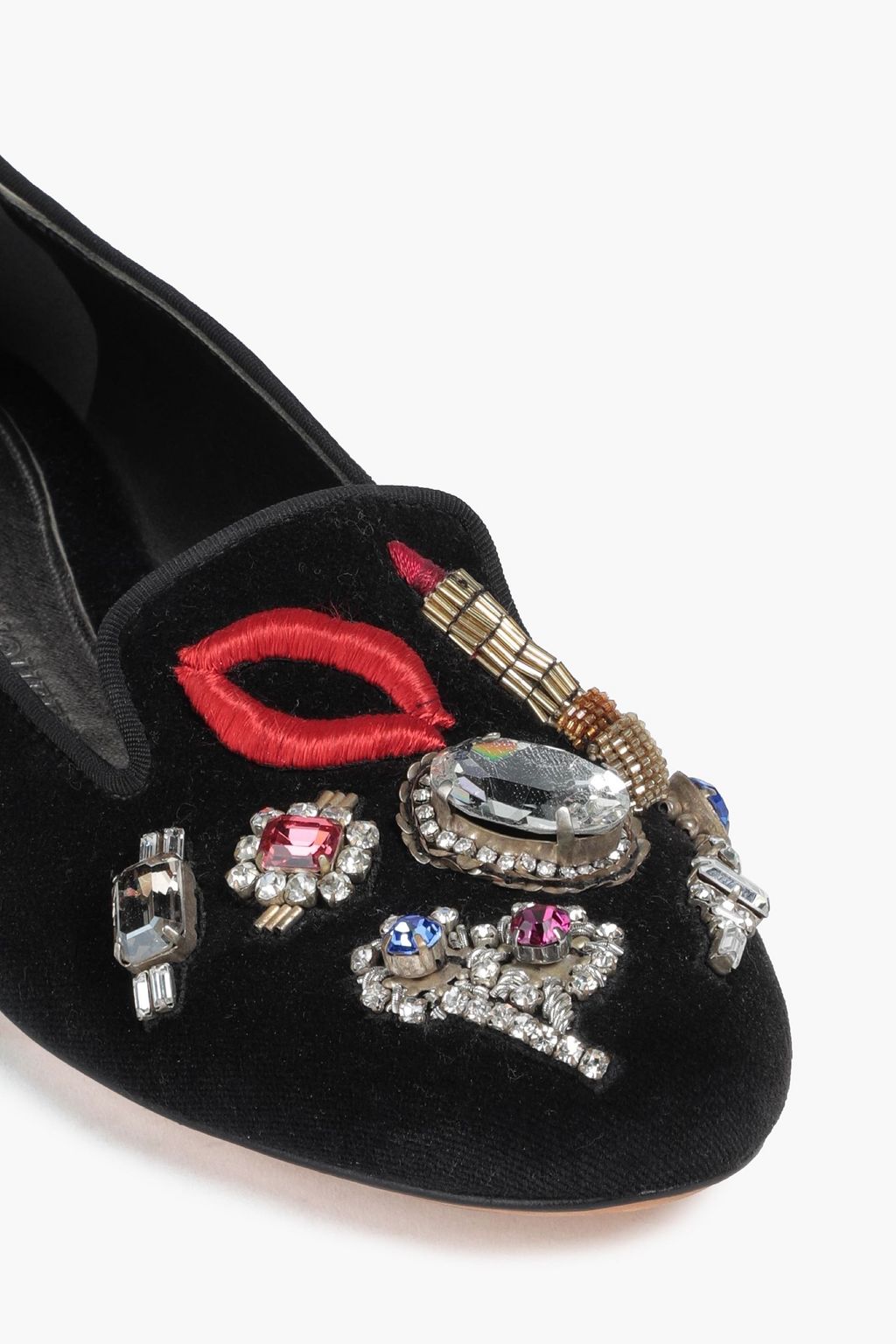 MCQUEEN Embellished velvet ballet flats