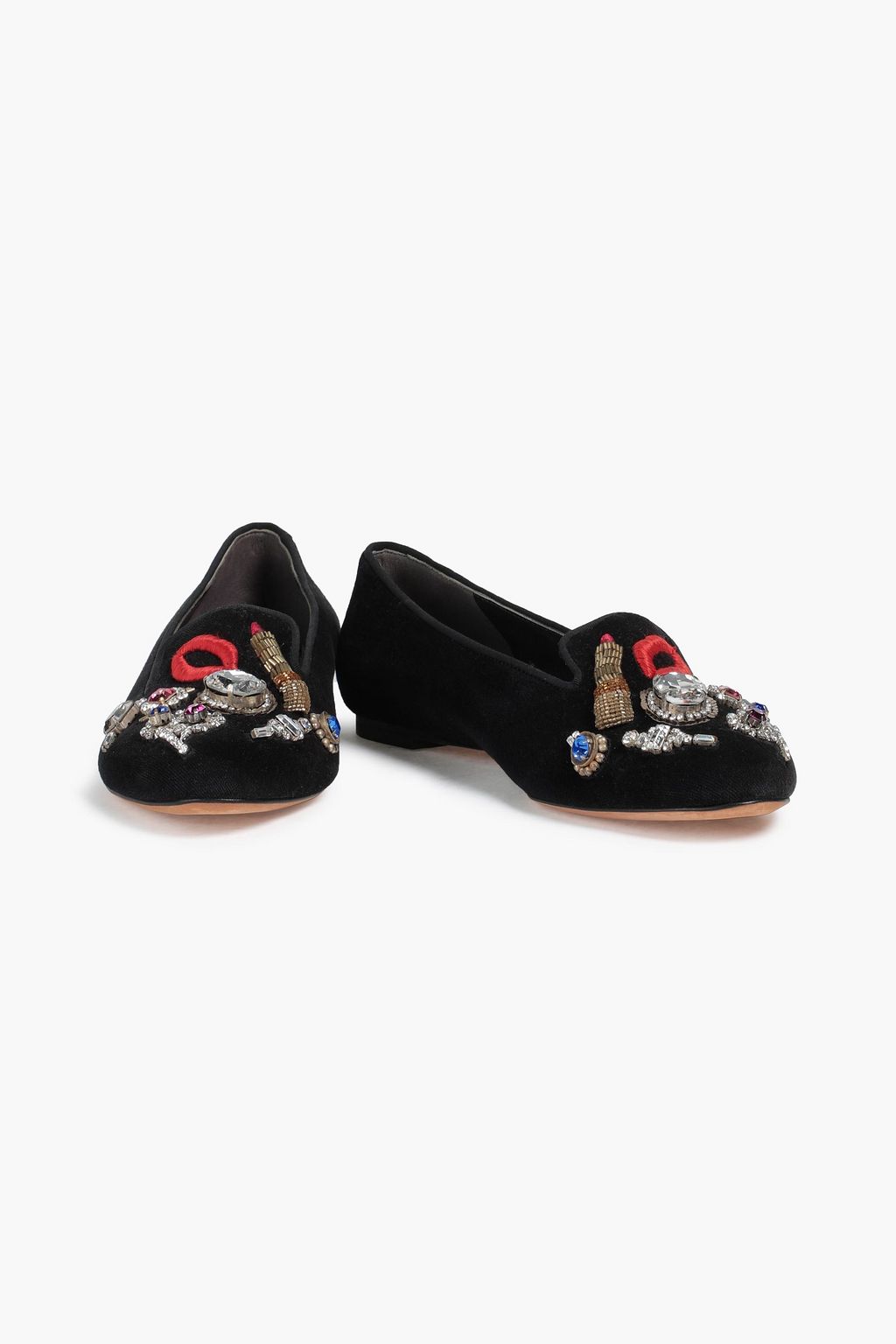 MCQUEEN Embellished velvet ballet flats