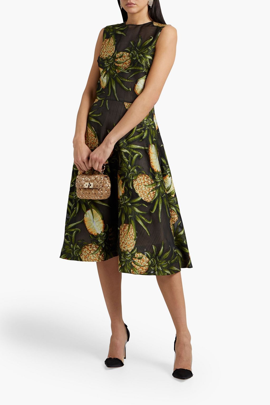 OSCAR DE LA RENTA Flared organza-jacquard dress