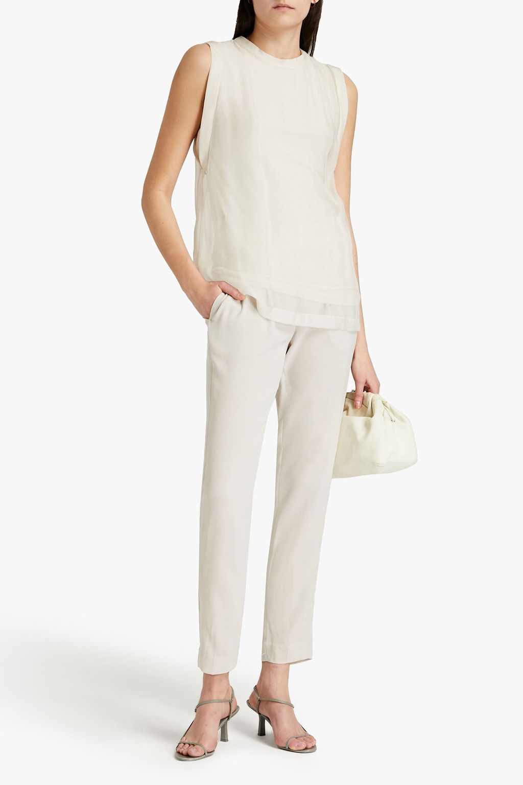 BRUNELLO CUCINELLI Silk-crepe tapered pants