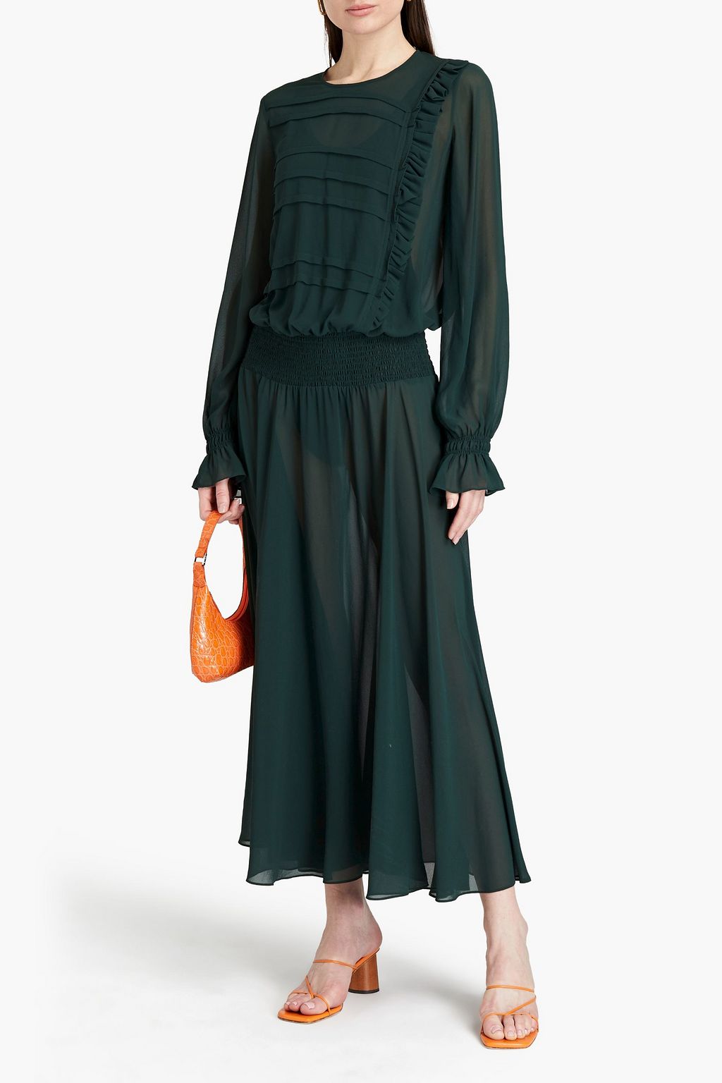 PREEN LINE Asymmetric tie-front floral-print georgette maxi dress