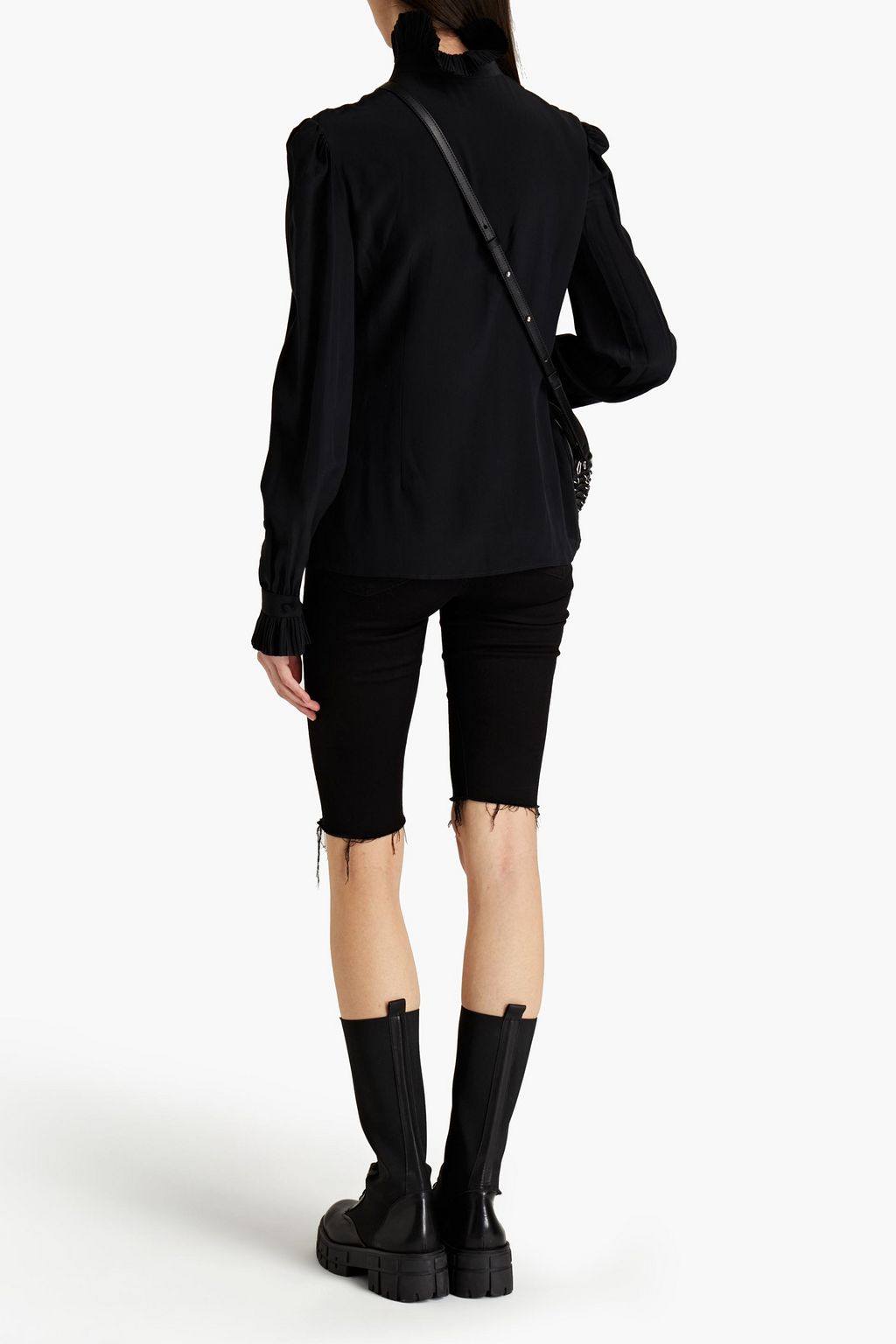 MCQUEEN Pleated silk crepe de chine shirt
