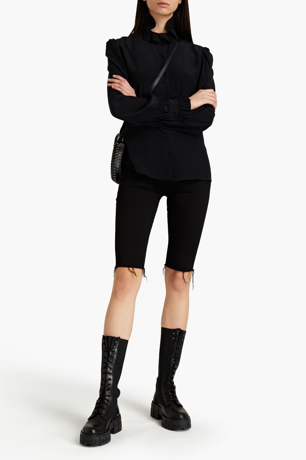 MCQUEEN Pleated silk crepe de chine shirt