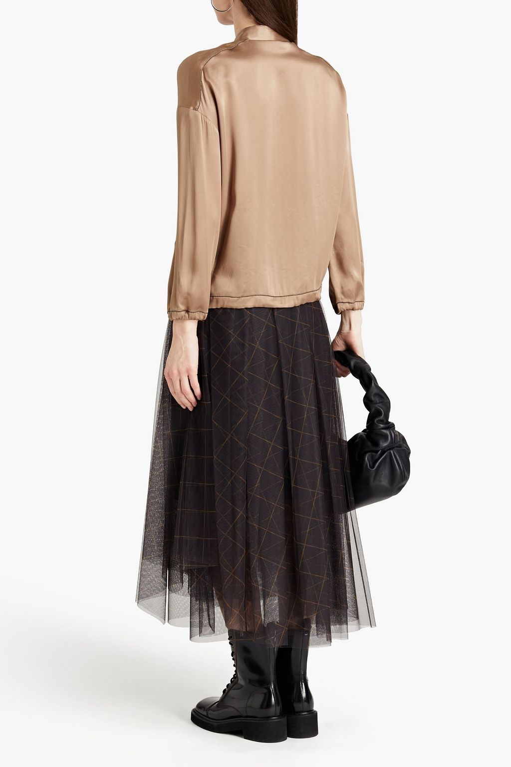 BRUNELLO CUCINELLI Bead-embellished satin bomber jacket