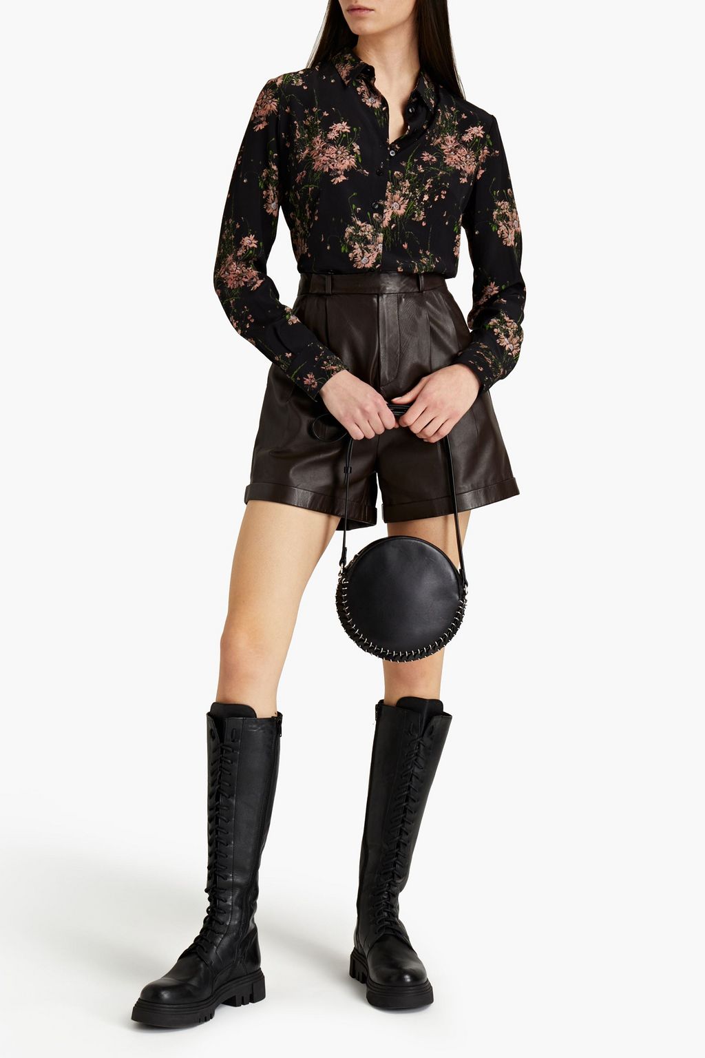 MCQUEEN Floral-print silk crepe de chine shirt