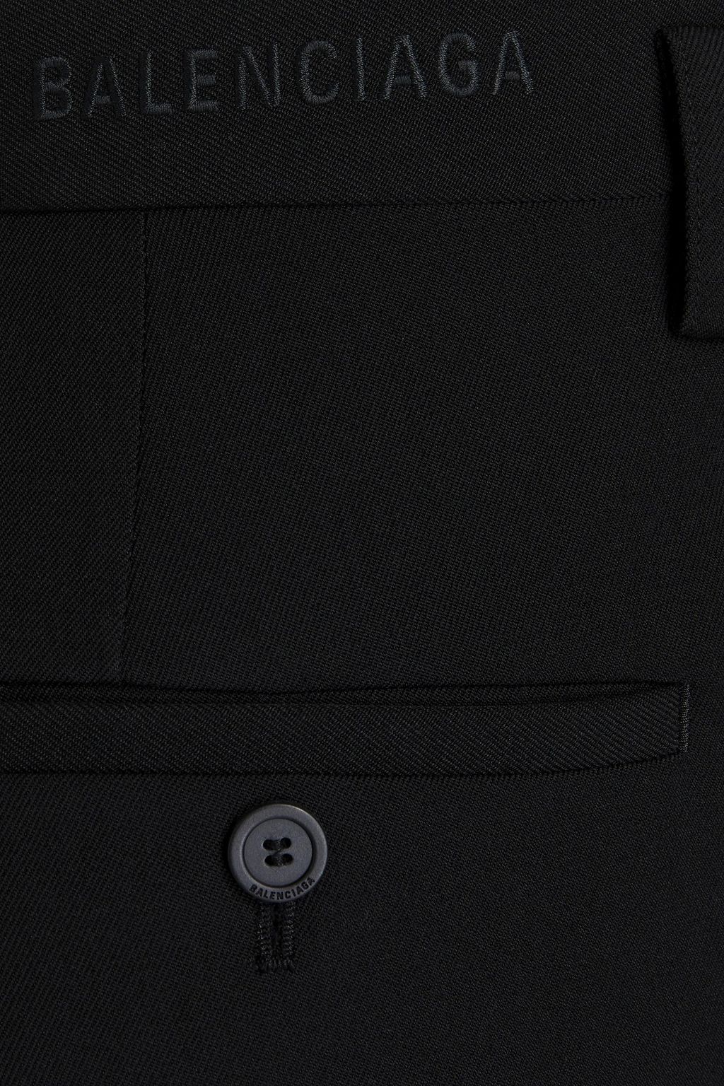 BALENCIAGA Cropped logo-embroidered wool-twill chinos