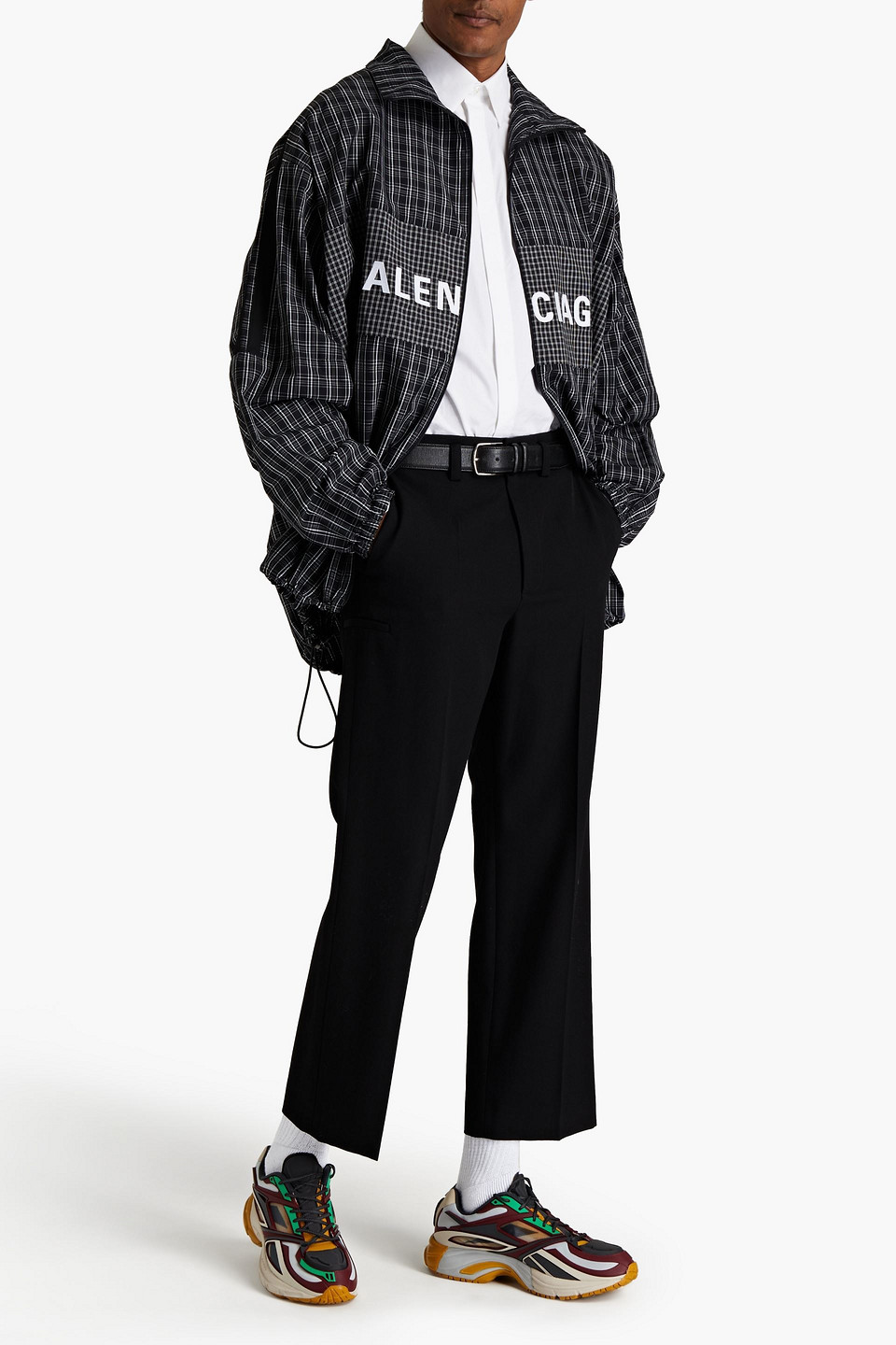 Balenciaga Man Cropped Logo-embroidered Wool-twill Chinos