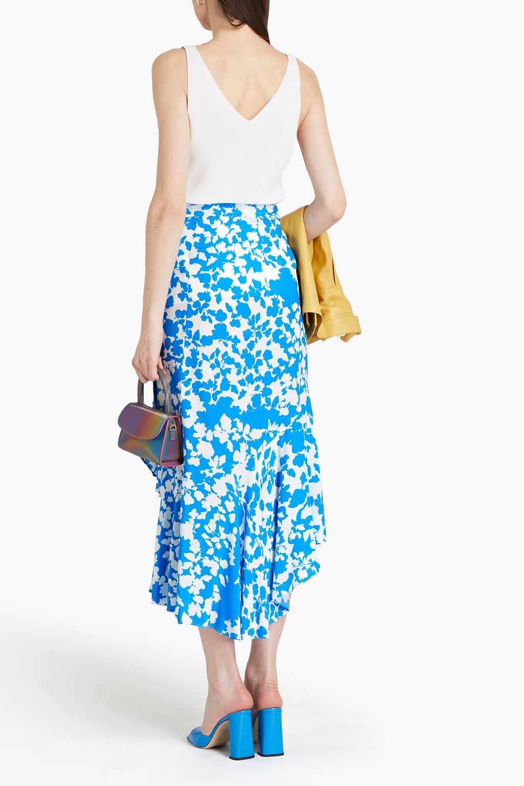 PREEN LINE Jolissa asymmetric checked crepe de chine midi skirt