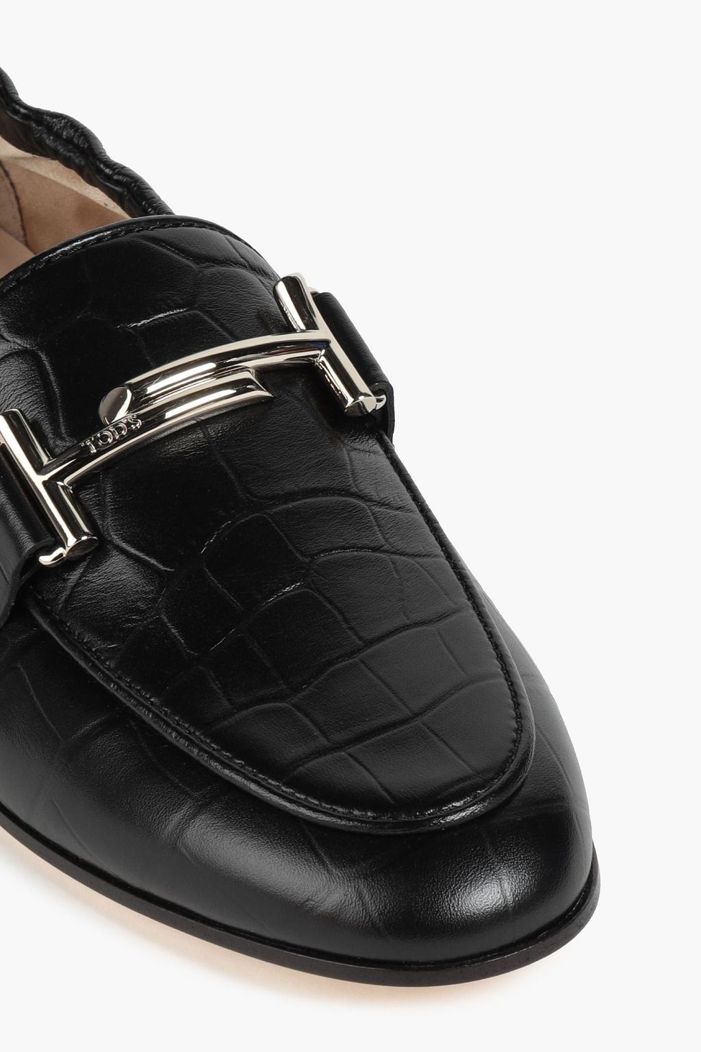 TOD'S Double T croc-effect leather loafers