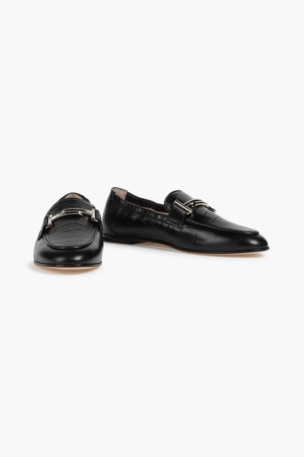 TOD'S Double T croc-effect leather loafers