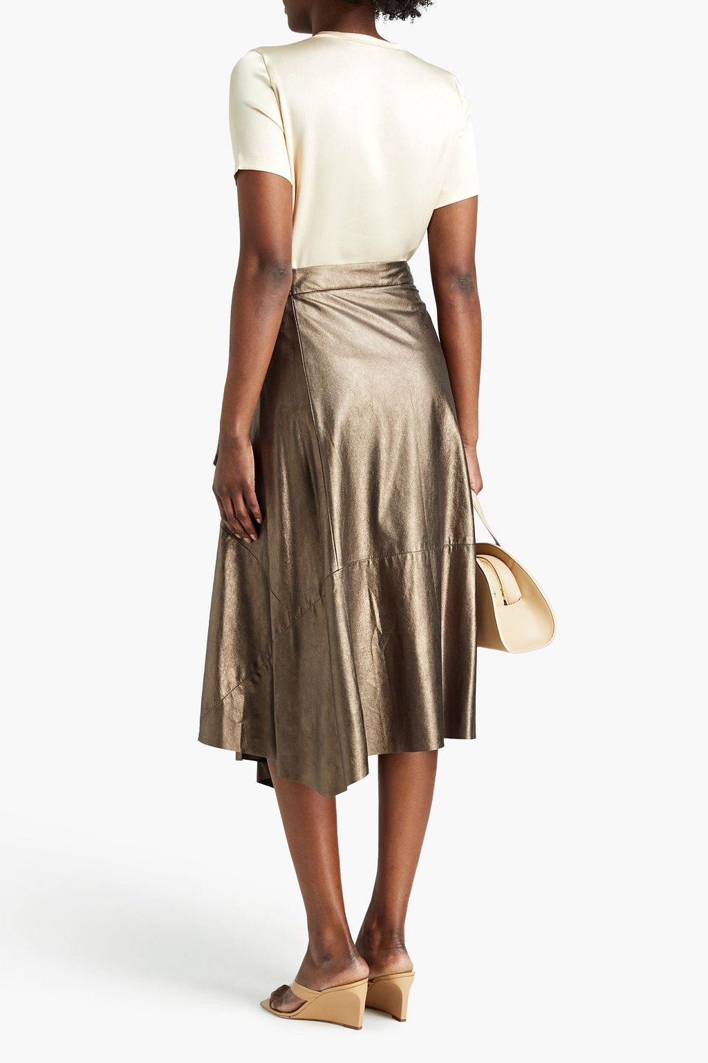 FABIANA FILIPPI Bead-embellished washed silk-satin top