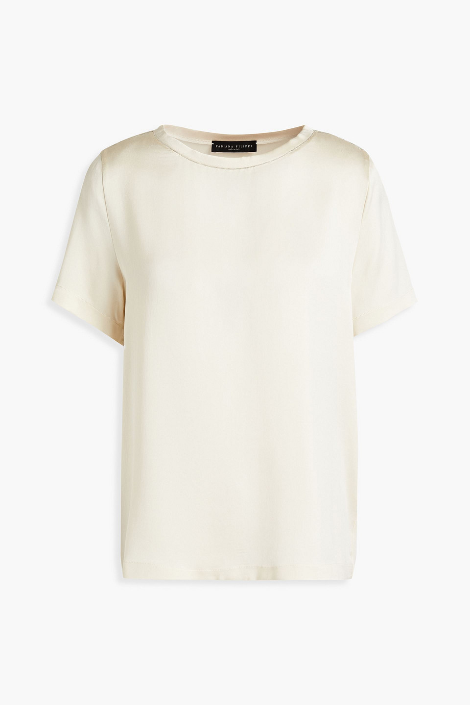 Fabiana Filippi Woman Bead-embellished Washed Silk-satin Top Cream Size 36