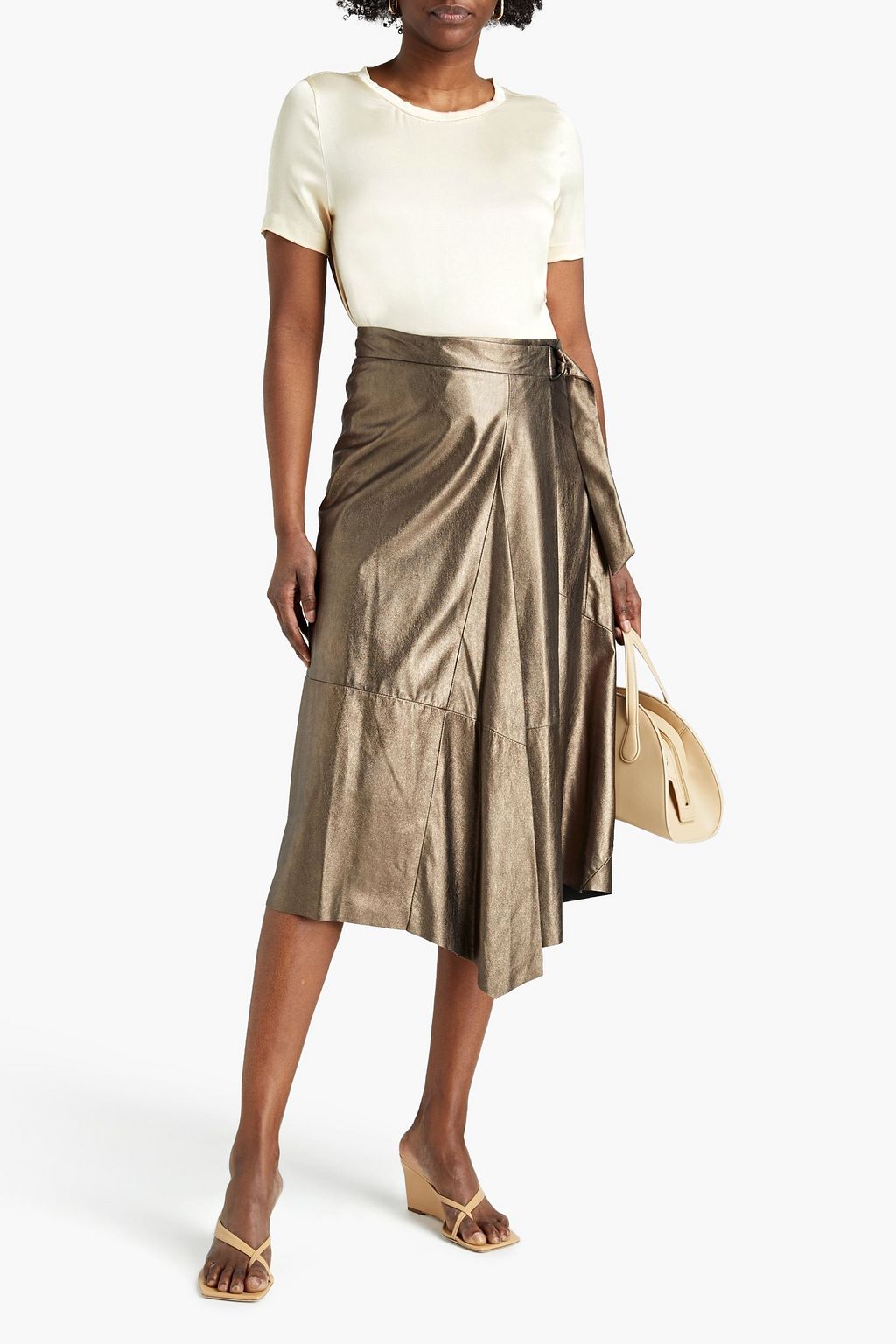 FABIANA FILIPPI Bead-embellished washed silk-satin top