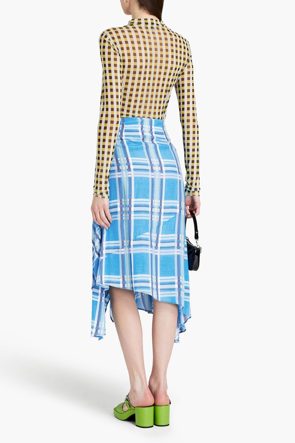 PREEN LINE Tasmin wrap-effect checked crepe de chine midi skirt