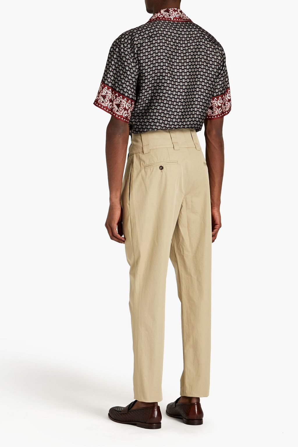 DOLCE&GABBANA Tapered pleated cotton-twill pants