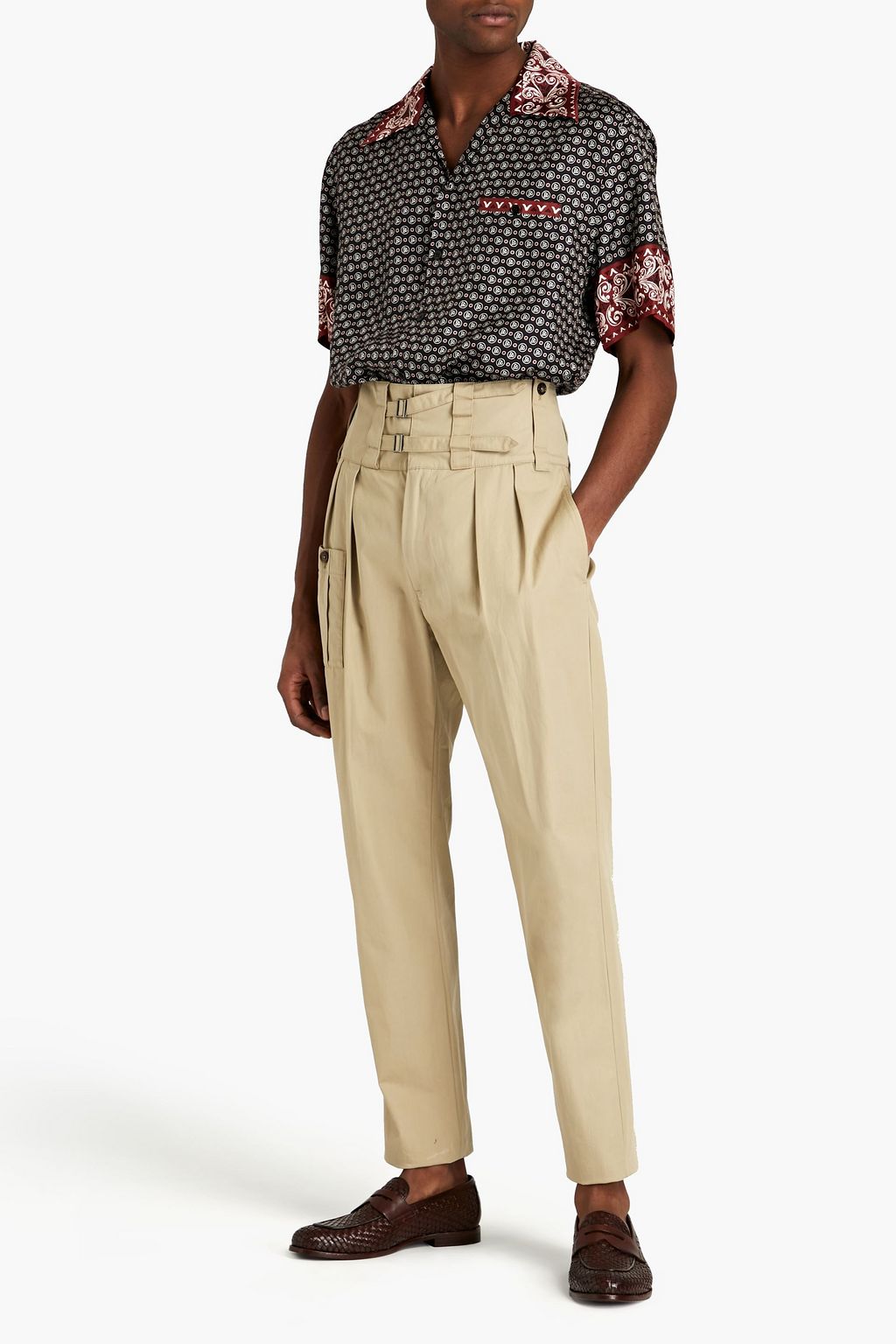 DOLCE&GABBANA Tapered pleated cotton-twill pants