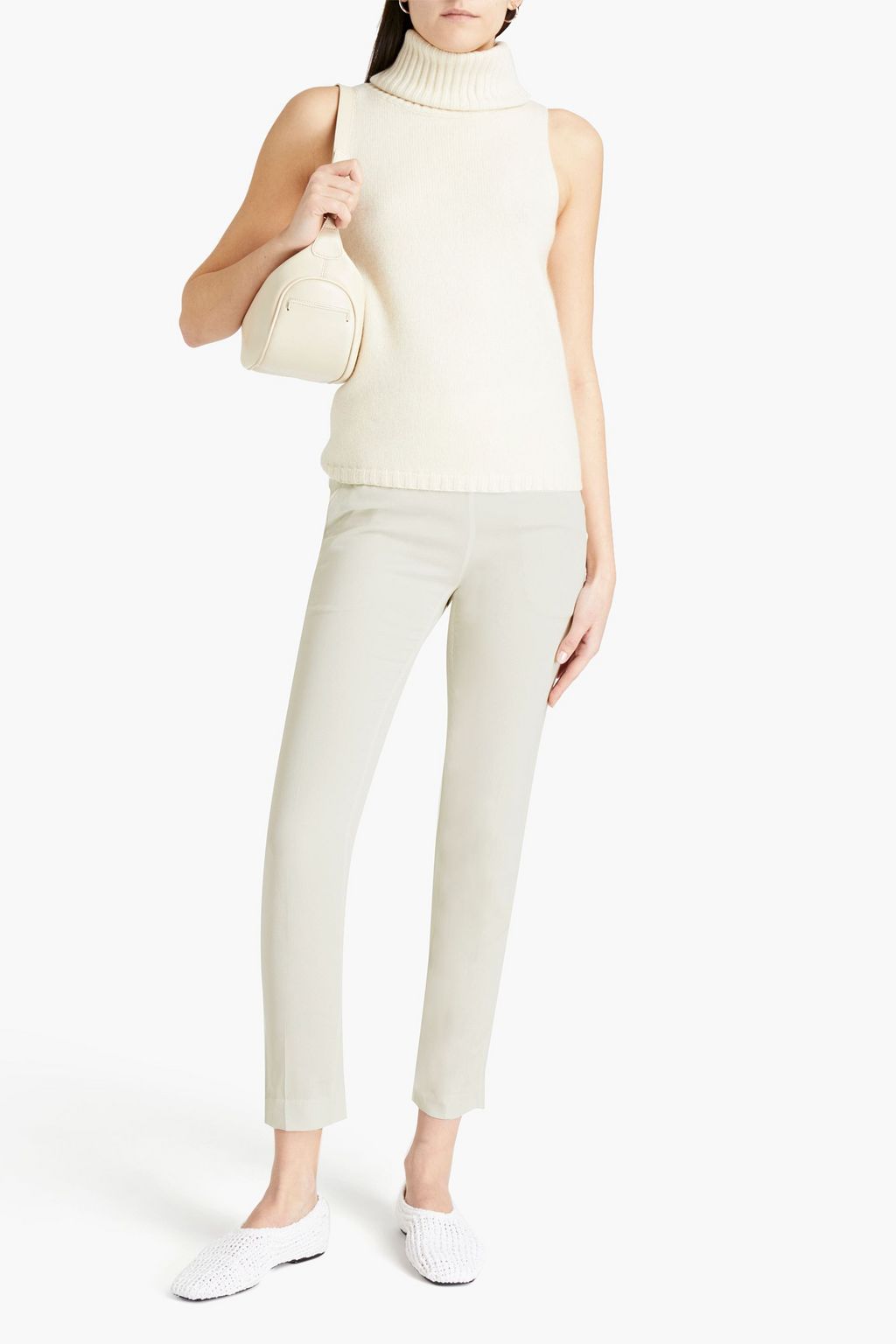 BRUNELLO CUCINELLI Bead-embellished silk-crepe tapered pants