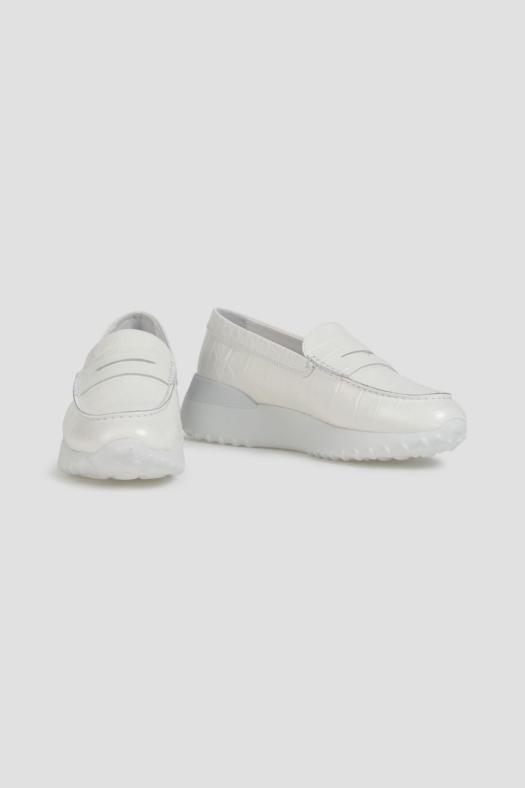 TOD'S Croc-effect leather loafers