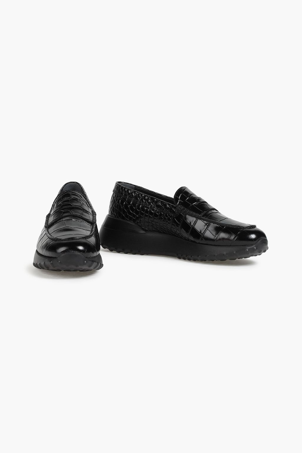 TOD'S Croc-effect leather loafers