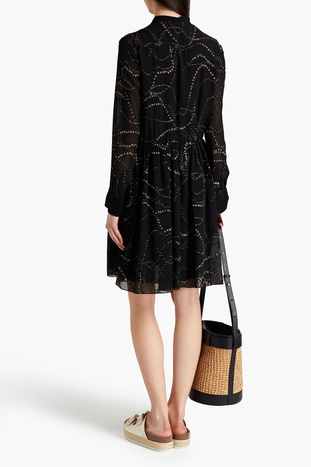 CHLOÉ Metallic fil coupé silk-georgette mini dress