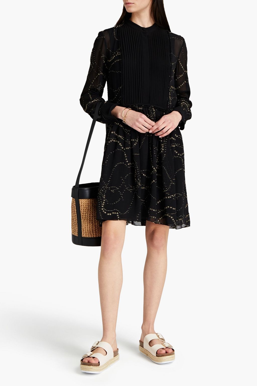 CHLOÉ Metallic fil coupé silk-georgette mini dress