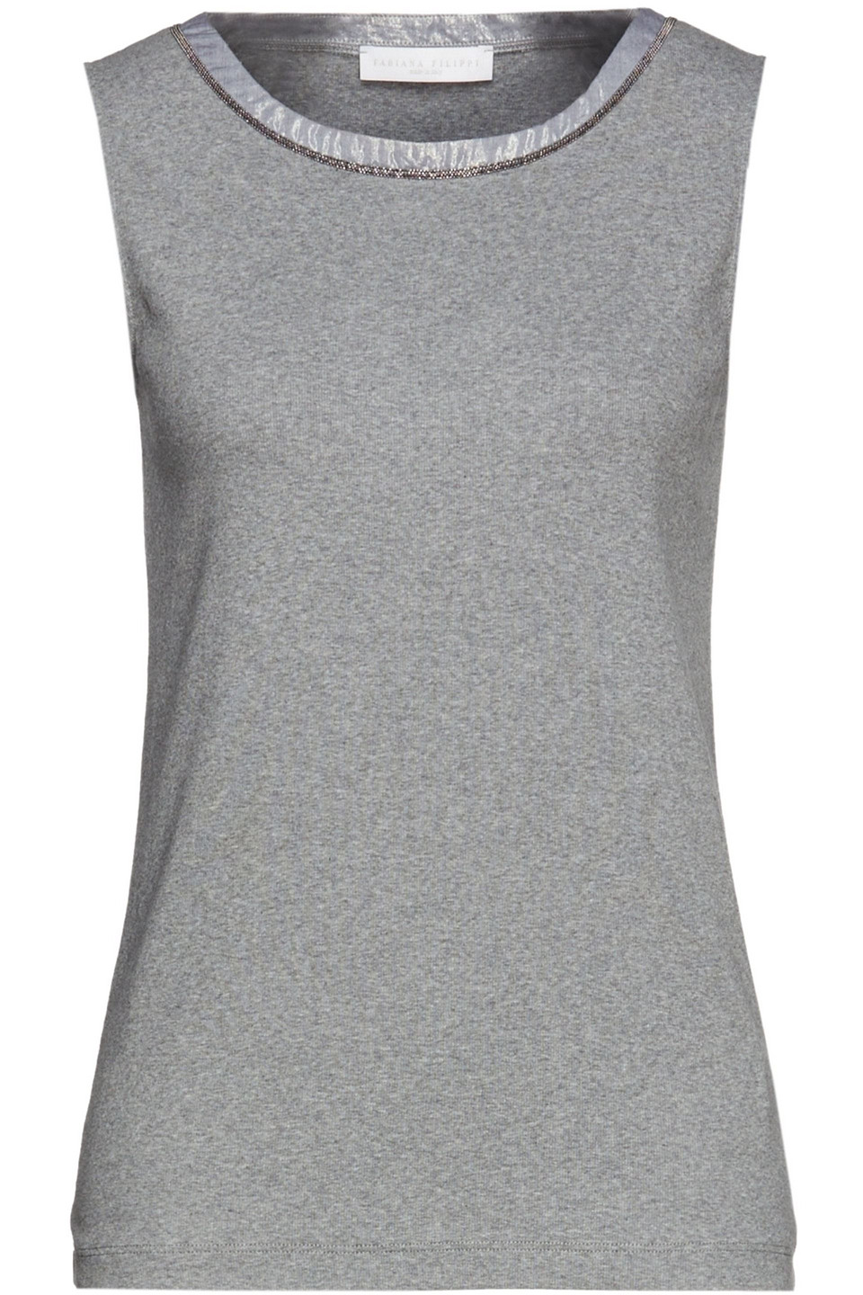Fabiana Filippi Woman Embellished Metallic Ribbed Cotton-blend Tank Gray Size 44