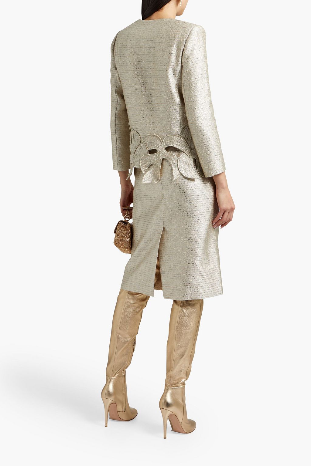 OSCAR DE LA RENTA Embellished metallic tweed jacket