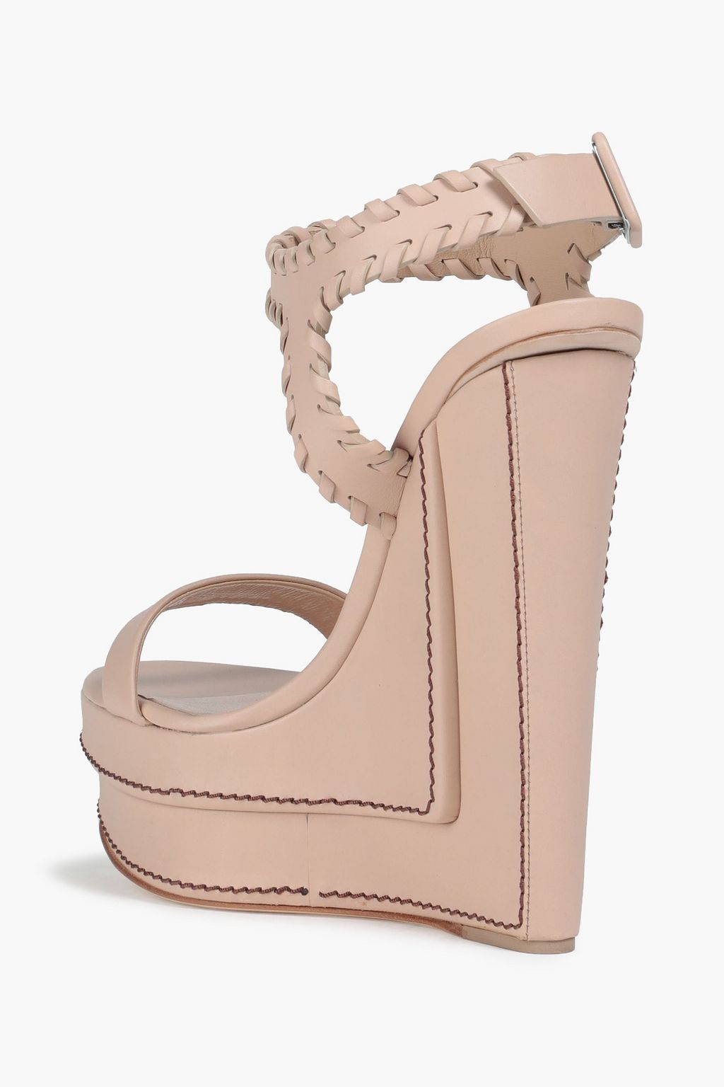 GIUSEPPE ZANOTTI Whipstitched leather wedge sandals