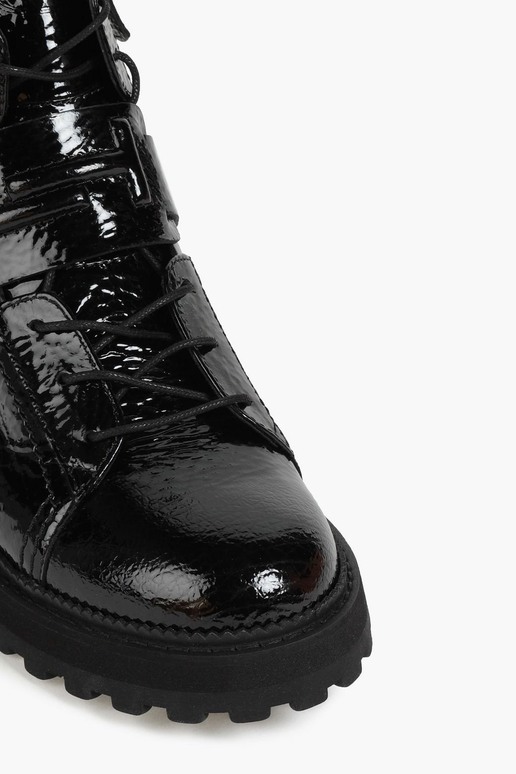 TOD'S Cracked patent-leather combat boots