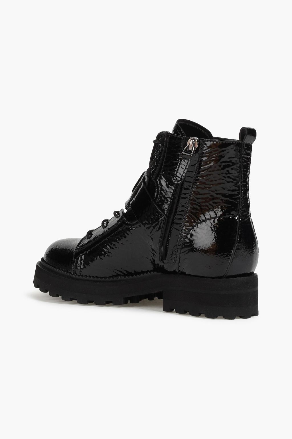 TOD'S Cracked patent-leather combat boots