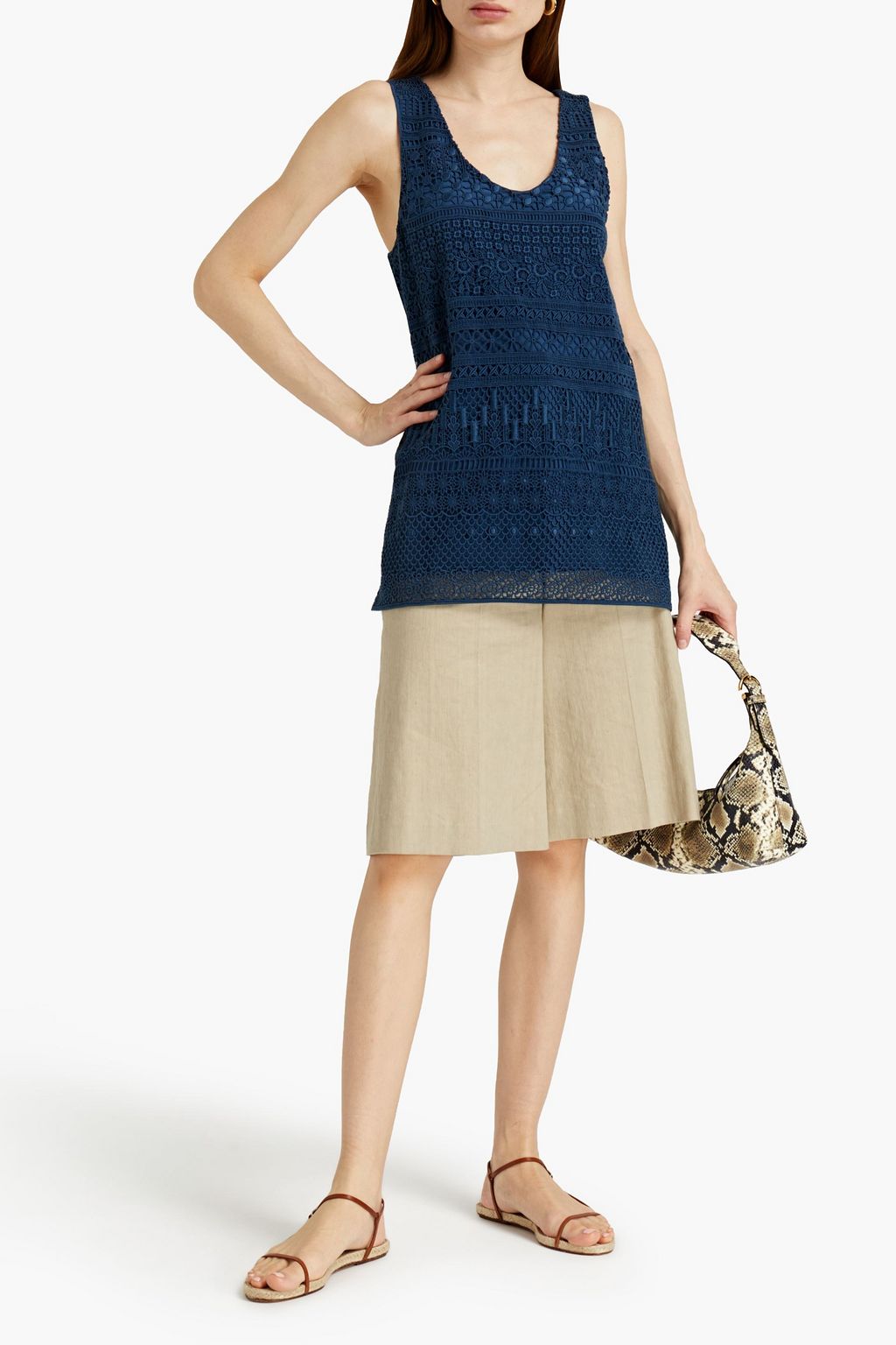 CHLOÉ Cotton-blend guipure lace top