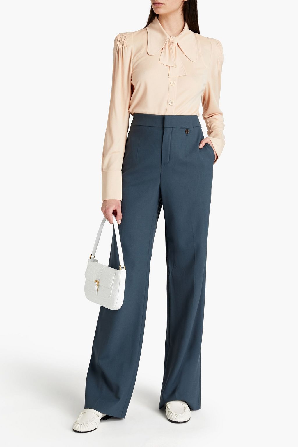 CHLOÉ Tie-neck crepe shirt