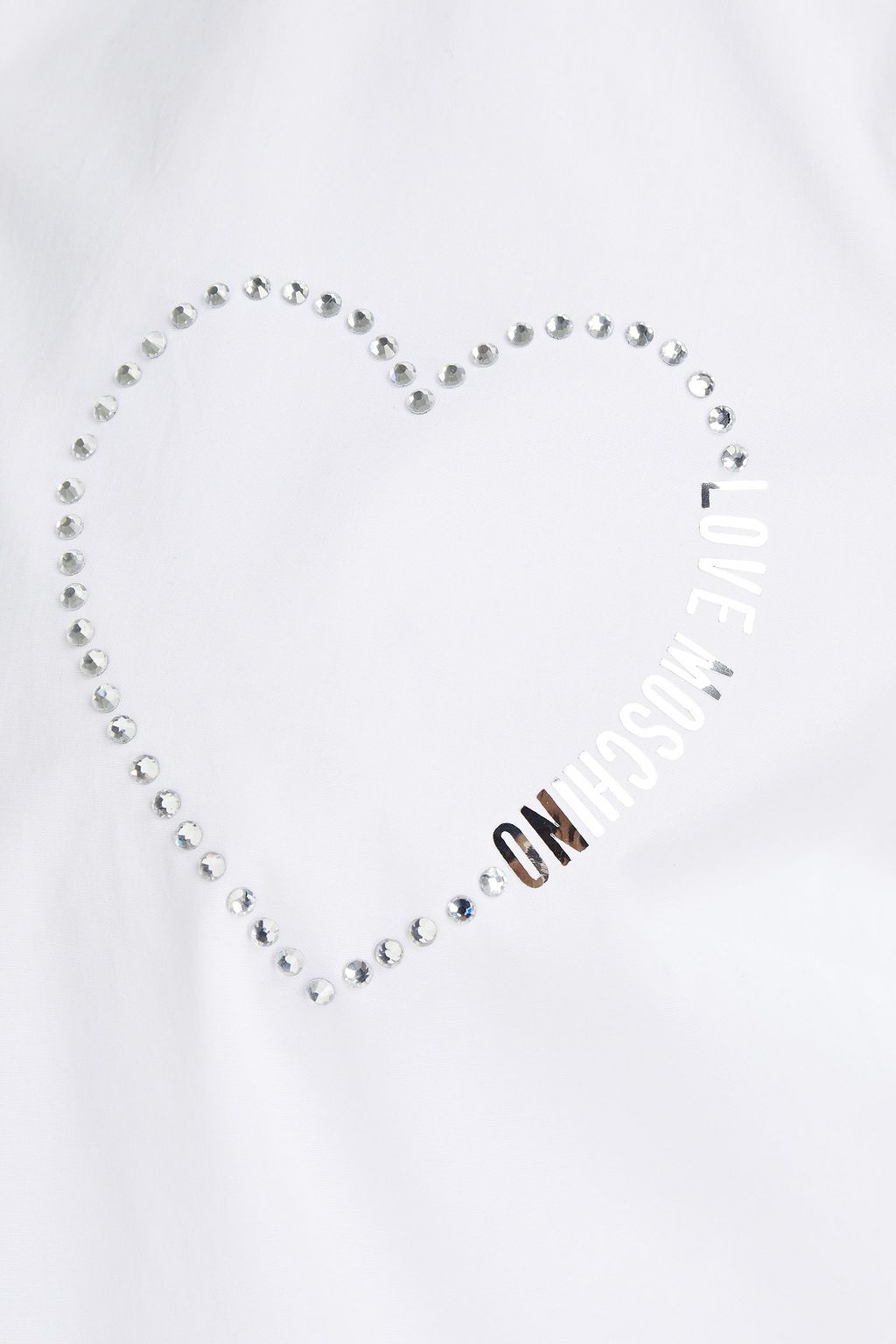 LOVE MOSCHINO Crystal-embellished printed stretch-cotton poplin shirt