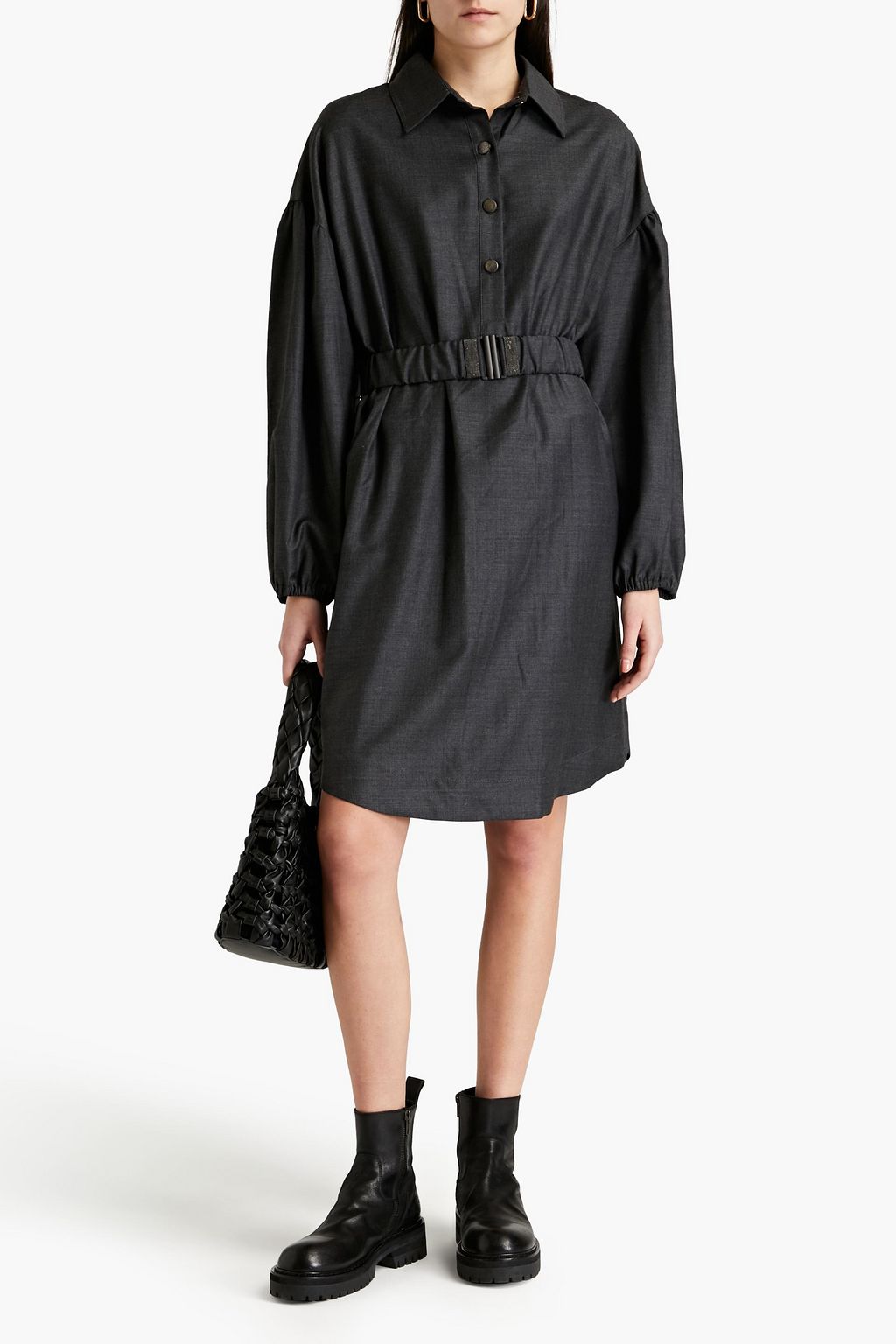 BRUNELLO CUCINELLI Belted wool shirt dress