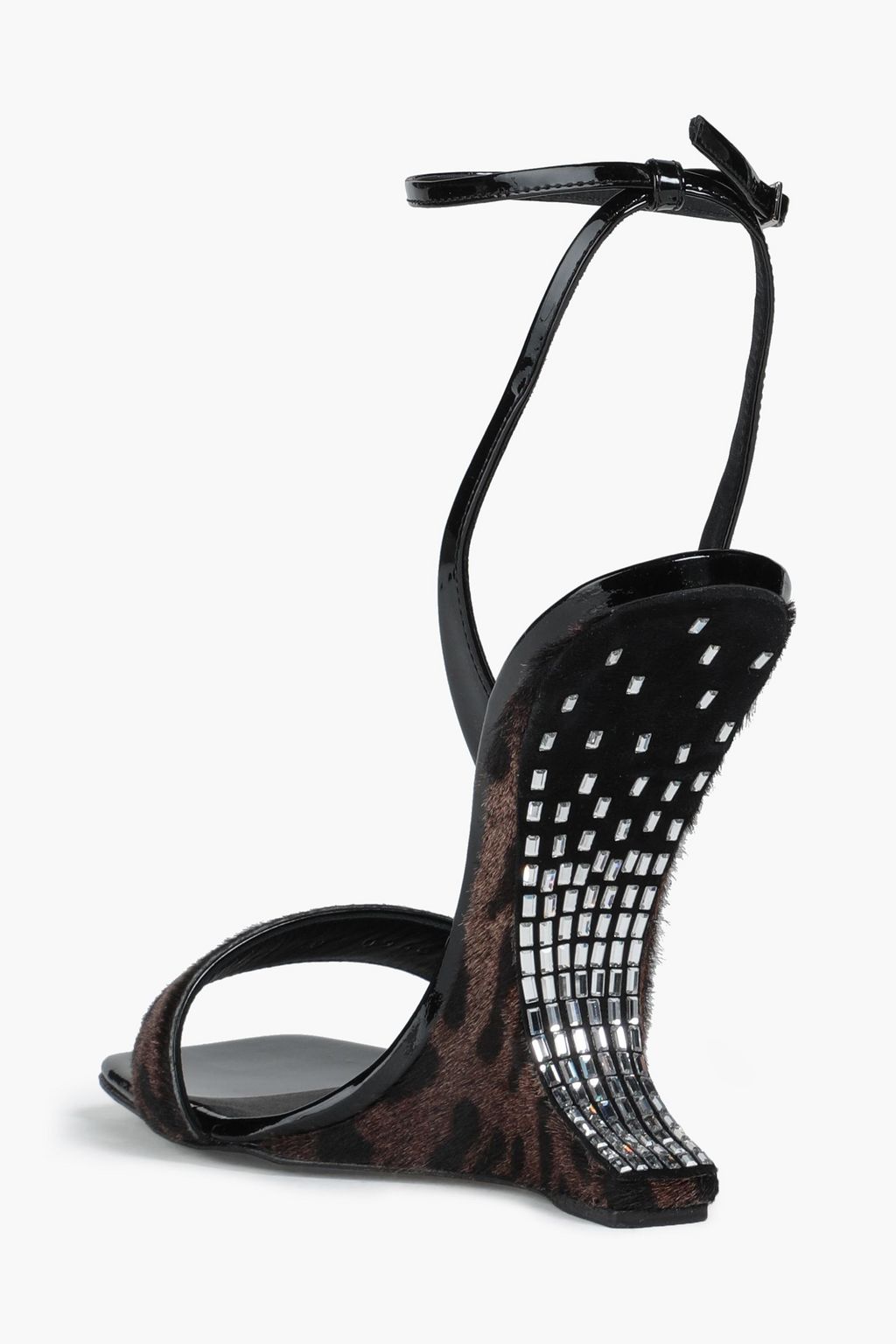 GIUSEPPE ZANOTTI Patent leather-trimmed calf hair sandals