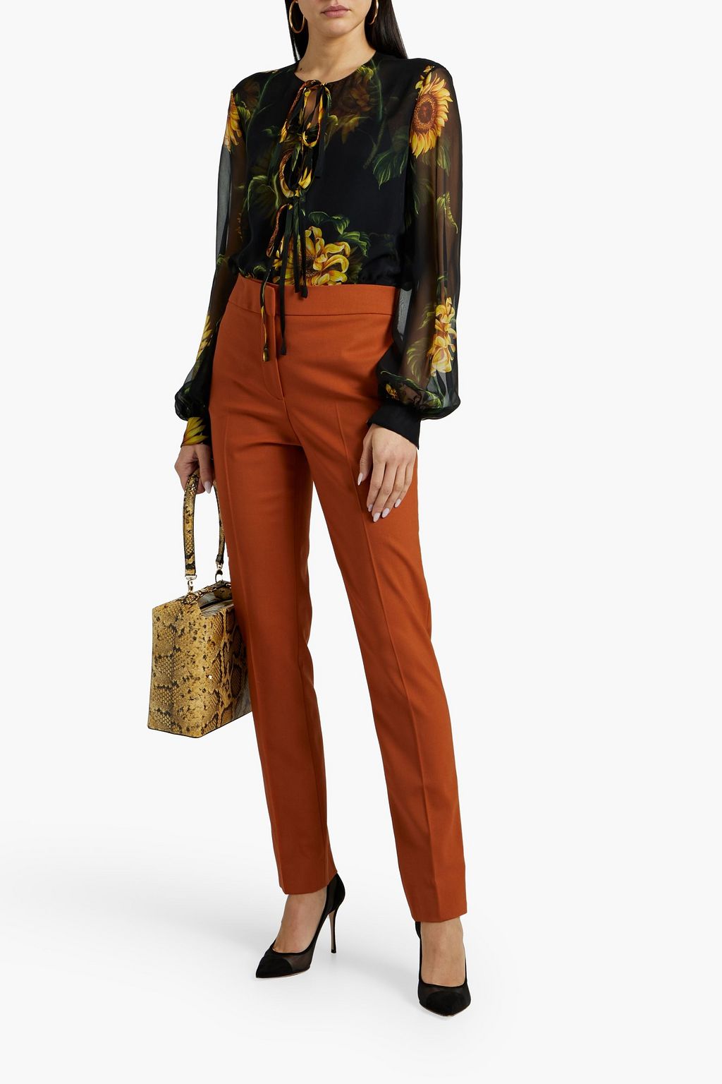 OSCAR DE LA RENTA Wool-blend twill slim-leg pants