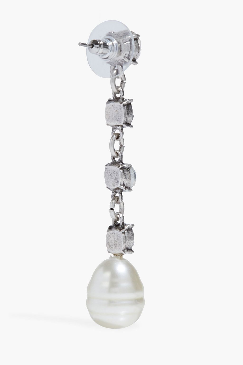 BEN-AMUN Silver-tone, faux pearl and crystal earrings