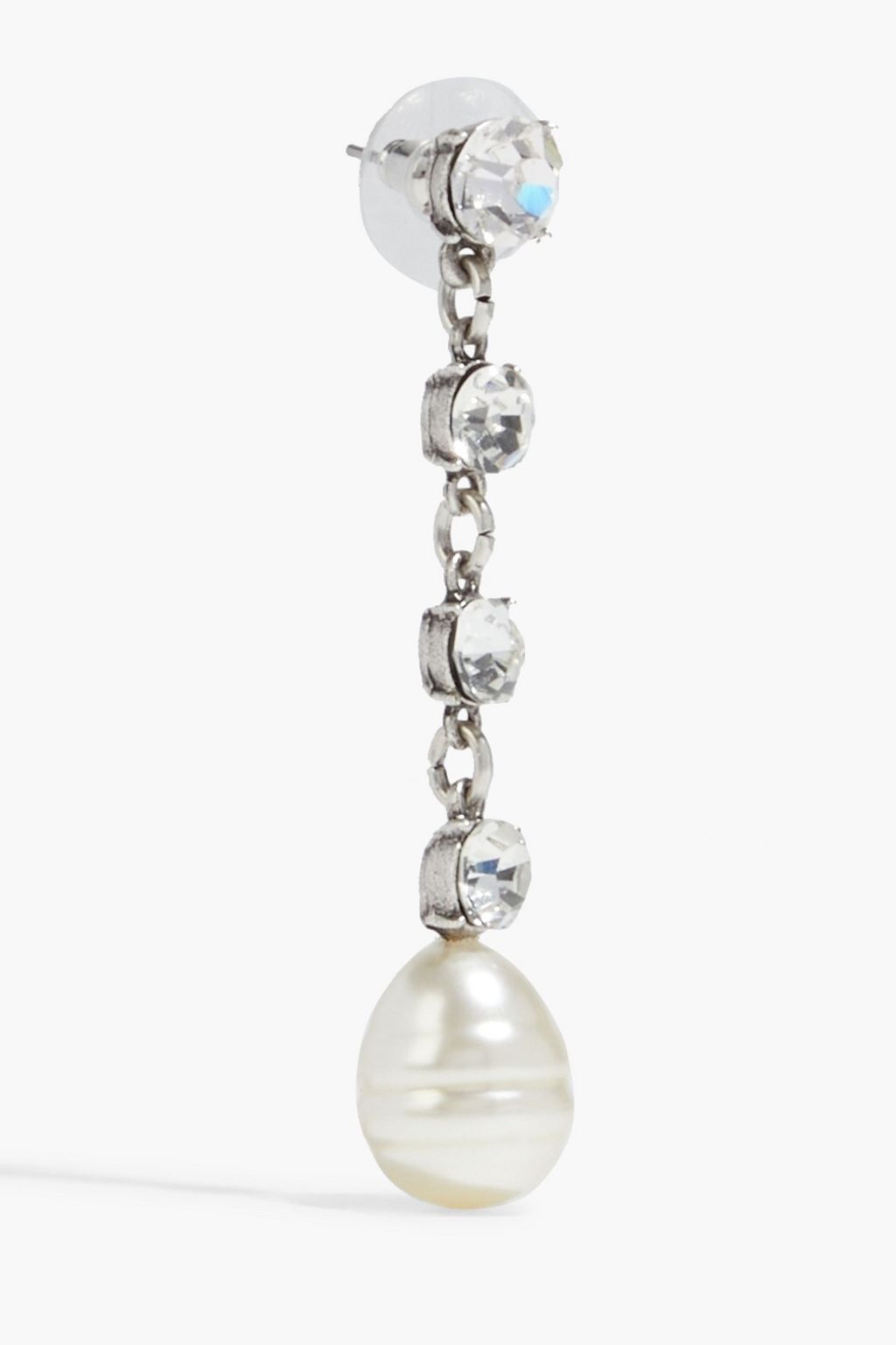 BEN-AMUN Silver-tone, faux pearl and crystal earrings