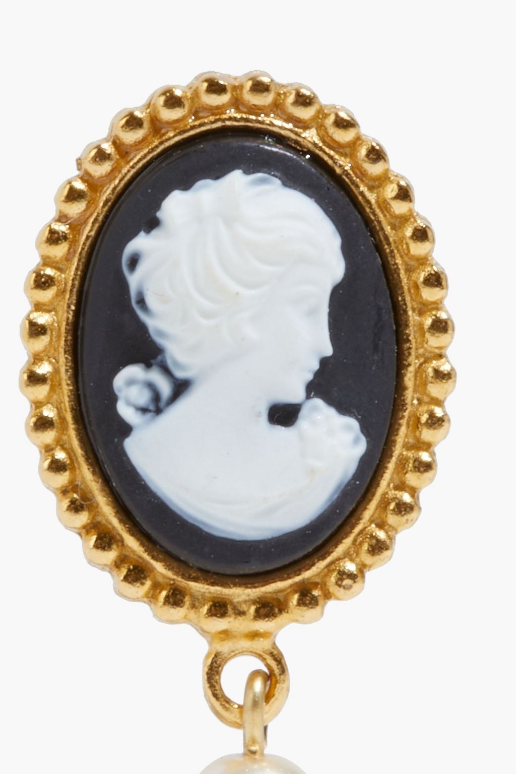 BEN-AMUN 24-karat gold-plated, faux pearl and cameo clip earrings