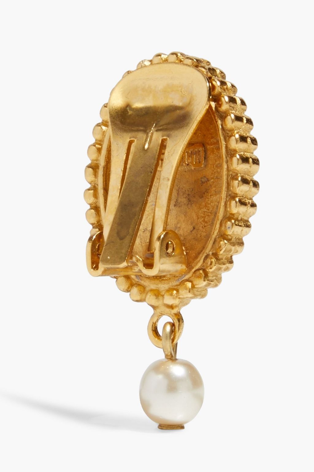 BEN-AMUN 24-karat gold-plated, faux pearl and cameo clip earrings